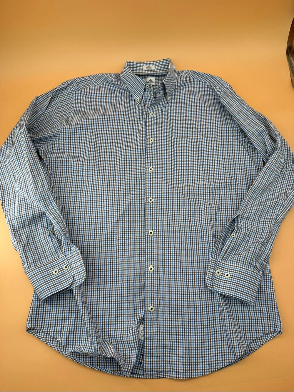 Peter Millar Crown Finish Plaid Button Down Dress Shirt Blue White Men’s Large